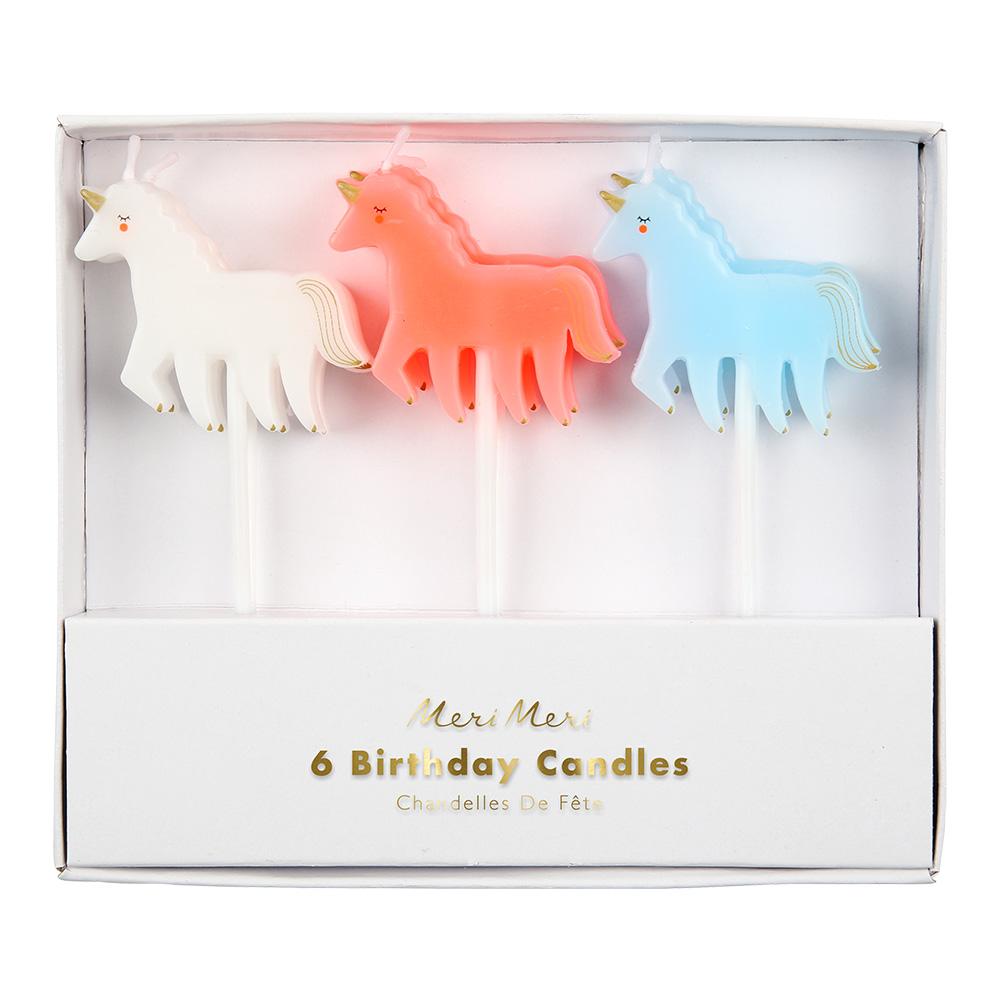 Set of  6 Unicorn Shaped Candles By Meri Meri